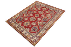 handmade Geometric Kazak Red Beige Hand Knotted RECTANGLE 100% WOOL area rug 9x12