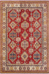 handmade Geometric Kazak Red Beige Hand Knotted RECTANGLE 100% WOOL area rug 9x12