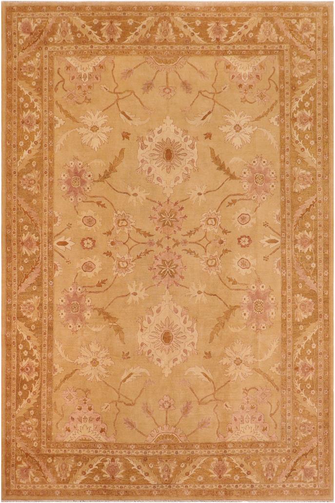 handmade Traditional Kafkaz Gold Brown Hand Knotted RECTANGLE 100% WOOL area rug 10 x 14