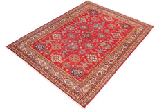 handmade Geometric Super Kazak Red Beige Hand Knotted RECTANGLE 100% WOOL area rug 8 x 10