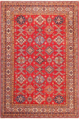 handmade Geometric Super Kazak Red Beige Hand Knotted RECTANGLE 100% WOOL area rug 8 x 10