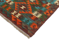 Flat Weave Kilim Antique Navaho Vintage handmade Geometric Kilim Rust Brown Hand-Woven Rectangle 100% Wool Area Rug 2x3 