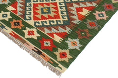 Flat Weave Kilim Antique Navaho Vintage handmade Geometric Kilim Rust Green Hand-Woven Rectangle 100% Wool Area Rug 2x3 