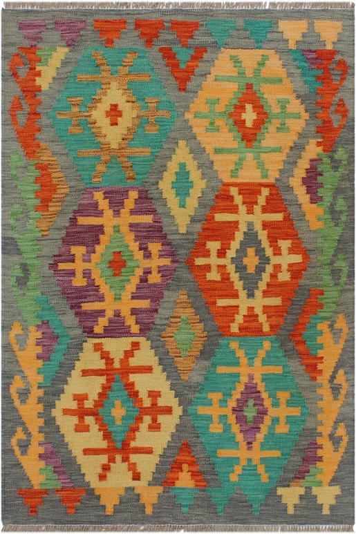 Flat Weave Kilim Antique Navaho Vintage handmade Geometric Kilim Gray Rust Hand-Woven Rectangle 100% Wool Area Rug 3x4 