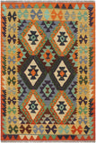 Tribal Turkish Kilim Elden Hand-Woven Wool Rug - 3'2'' x 4'7''