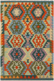 Bohemian Turkish Kilim Deb Hand-Woven Wool Rug - 3'3'' x 4'9''