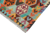 Flat Weave Kilim Antique Navaho Vintage handmade Geometric Kilim Gray Rust Hand-Woven Rectangle 100% Wool Area Rug 3x5 