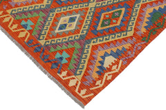 Flat Weave Kilim Antique Navaho Vintage handmade Geometric Kilim Rust Blue Hand-Woven Rectangle 100% Wool Area Rug 3x5 