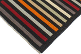 Flat Weave Kilim Antique Navaho Vintage handmade Modern Kilim Black Red Hand-Woven Rectangle 100% Wool Area Rug 3x5 