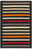 Flat Weave Kilim Antique Navaho Vintage handmade Modern Kilim Black Red Hand-Woven Rectangle 100% Wool Area Rug 3x5 