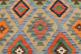 Flat Weave Kilim Antique Navaho Vintage handmade Geometric Kilim Blue Rust Hand-Woven Rectangle 100% Wool Area Rug 4x6 