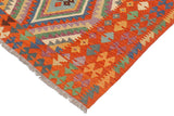 Handmade Geometric Kilim Blue Rust Hand-Woven Rectangle 100% Wool Area Rug 4 X 6