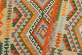 Flat Weave Kilim Antique Navaho Vintage handmade Geometric Kilim Rust Blue Hand-Woven Rectangle 100% Wool Area Rug 4x6 