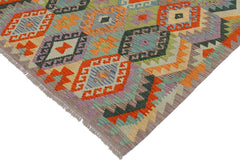 Flat Weave Kilim Antique Navaho Vintage handmade Geometric Kilim Rust Purple Hand-Woven Rectangle 100% Wool Area Rug 4x5 