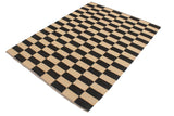 Flat Weave Kilim Antique Navaho Vintage handmade Modern Kilim Beige Black Hand-Woven Rectangle 100% Wool Area Rug 4x6 