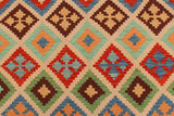 Flat Weave Kilim Antique Navaho Vintage handmade Modern Kilim Beige Green Hand-Woven Rectangle 100% Wool Area Rug 4x6 