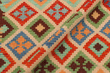 Flat Weave Kilim Antique Navaho Vintage handmade Modern Kilim Beige Green Hand-Woven Rectangle 100% Wool Area Rug 4x6 