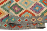 Flat Weave Kilim Antique Navaho Vintage handmade Geometric Kilim Beige Gray Hand-Woven Rectangle 100% Wool Area Rug 6x8 