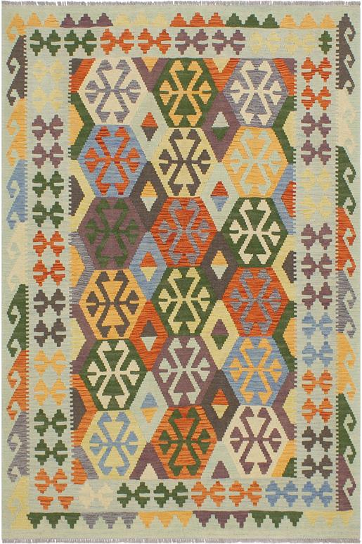 Flat Weave Kilim Antique Navaho Vintage handmade Geometric Kilim Rust Blue Hand-Woven Rectangle 100% Wool Area Rug 5x7 