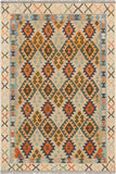 Retro Turkish Kilim Ada  Hand-Woven Wool Rug - 5'1'' x 6'6''