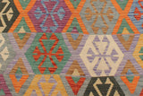 Flat Weave Kilim Antique Navaho Vintage handmade Geometric Kilim Gray Blue Hand-Woven Rectangle 100% Wool Area Rug 5x7 