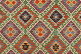 Flat Weave Kilim Antique Navaho Vintage handmade Geometric Kilim Blue Rust Hand-Woven Rectangle 100% Wool Area Rug 6x8 