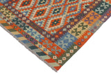 Flat Weave Kilim Antique Navaho Vintage handmade Geometric Kilim Rust Blue Hand-Woven Rectangle 100% Wool Area Rug 5x7 