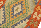 Flat Weave Kilim Antique Navaho Vintage handmade Geometric Kilim Blue Rust Hand-Woven Runner 100% Wool Area Rug 2x6 