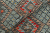 Flat Weave Kilim Antique Navaho Vintage handmade Geometric Kilim Green Red Hand-Woven Rectangle 100% Wool Area Rug 4x6 