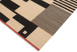 Flat Weave Kilim Antique Navaho Vintage handmade Modern Kilim Beige Black Hand-Woven Rectangle 100% Wool Area Rug 6x8 