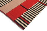 Flat Weave Kilim Antique Navaho Vintage handmade Modern Kilim Beige Black Hand-Woven Rectangle 100% Wool Area Rug 6x8 