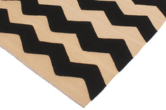 Flat Weave Kilim Antique Navaho Vintage handmade Modern Kilim Beige Black Hand-Woven Rectangle 100% Wool Area Rug 6x8 