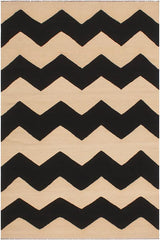 Flat Weave Kilim Antique Navaho Vintage handmade Modern Kilim Beige Black Hand-Woven Rectangle 100% Wool Area Rug 6x8 