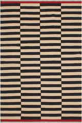 Flat Weave Kilim Antique Navaho Vintage handmade Modern Kilim Beige Black Hand-Woven Rectangle 100% Wool Area Rug 6x8 