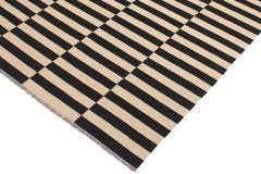 Flat Weave Kilim Antique Navaho Vintage handmade Modern Kilim Beige Black Hand-Woven Rectangle 100% Wool Area Rug 6x8 