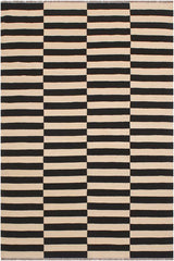 Flat Weave Kilim Antique Navaho Vintage handmade Modern Kilim Beige Black Hand-Woven Rectangle 100% Wool Area Rug 6x8 