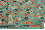 Flat Weave Kilim Antique Navaho Vintage handmade Modern Kilim Blue Rust Hand-Woven Runner 100% Wool Area Rug 3x10 