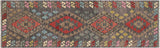 Flat Weave Kilim Antique Navaho Vintage handmade Geometric Kilim Charcoal Red Hand-Woven Runner 100% Wool Area Rug 3x10 