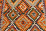 Flat Weave Kilim Antique Navaho Vintage handmade Geometric Kilim Rust Beige Hand-Woven Rectangle 100% Wool Area Rug 5x6 