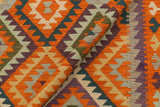 Flat Weave Kilim Antique Navaho Vintage handmade Geometric Kilim Rust Beige Hand-Woven Rectangle 100% Wool Area Rug 5x6 