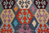 Flat Weave Kilim Antique Navaho Vintage handmade Geometric Kilim Blue Brown Hand-Woven Rectangle 100% Wool Area Rug 7x10 