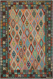 Flat Weave Kilim Antique Navaho Vintage handmade Geometric Kilim Rust Green Hand-Woven Rectangle 100% Wool Area Rug 8x10 