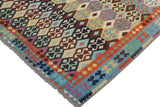 Flat Weave Kilim Antique Navaho Vintage handmade Geometric Kilim Rust Blue Hand-Woven Rectangle 100% Wool Area Rug 8x11 