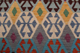 Flat Weave Kilim Antique Navaho Vintage handmade Geometric Kilim Rust Blue Hand-Woven Rectangle 100% Wool Area Rug 8x11 