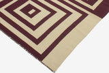 Flat Weave Kilim Antique Navaho Vintage handmade Modern Kilim Beige Purple Hand-Woven Rectangle 100% Wool Area Rug 6x10 