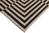 Flat Weave Kilim Antique Navaho Vintage handmade Modern Kilim Beige Black Hand-Woven Rectangle 100% Wool Area Rug 8x10 