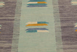 Flat Weave Kilim Antique Navaho Vintage handmade Modern Kilim Blue Gold Hand-Woven Rectangle 100% Wool Area Rug 7x10 