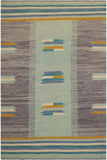 Flat Weave Kilim Antique Navaho Vintage handmade Modern Kilim Blue Gold Hand-Woven Rectangle 100% Wool Area Rug 7x10 