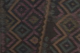 Flat Weave Kilim Antique Navaho Vintage handmade Geometric Kilim Black Brown Hand-Woven Rectangle 100% Wool Area Rug 5x6 