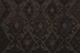 Flat Weave Kilim Antique Navaho Vintage handmade Geometric Kilim Black Gray Hand-Woven Rectangle 100% Wool Area Rug 5x8 